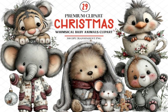 A Graphic Designer's Take on Whimsical Christmas Baby Animals Clipart