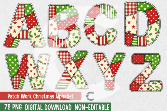 A Patchwork Christmas Alphabet Bundle Review for Selling Digital Graphics