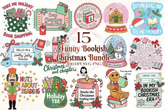 A Review of Funny Bookish Christmas Quotes Graphics and Illustrations