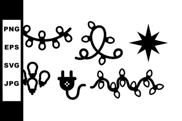 Black Christmas Light Icons Vector Set for Commercial Graphics