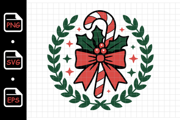 Candy Cane Wreath Graphics for Seasonal Illustrations