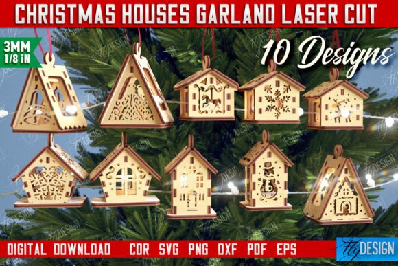 Christmas Houses Garland Bundle: Perfect for Winter Amp Laser Cutting