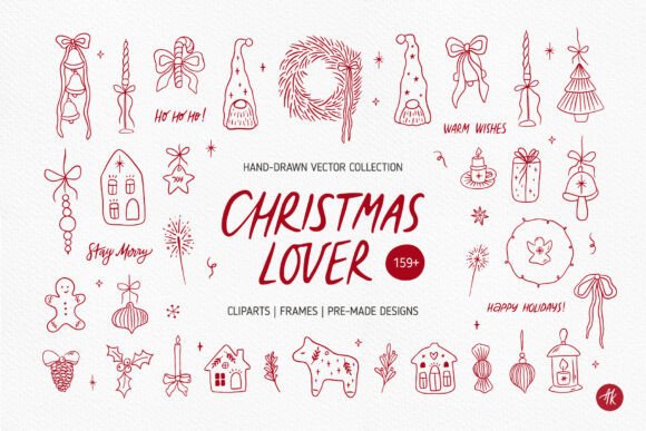 Christmas Lover Hand Drawn Doodles Set: Ideal Graphics for Holiday Illustrations
