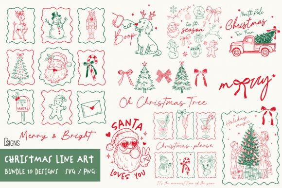 Christmas Svg Png Line Art: Perfect for Festive Graphics