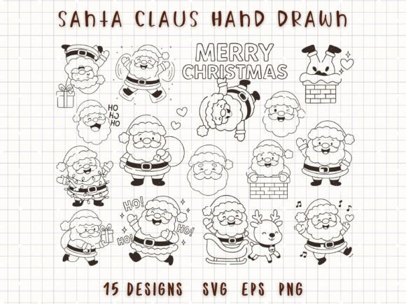 Cute Santa Graphics for Joyful Christmas Crafts