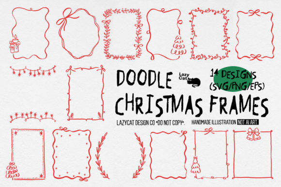 Doodle Christmas Frame SVG PNG Bundle: A Must-Have for Creative Graphics