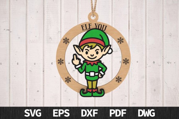 Elf You Middle Finger Ornament SVG for Winter Amp Laser Cutting