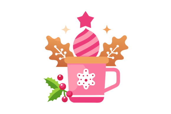 Festive Pink Gingerbread Coffee Graphics for Holiday Sales