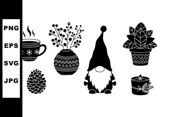 Graphics & Illustrations: Christmas Gnome Hot Drink Pinecone Winte