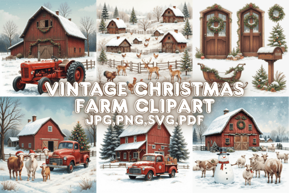 Handmade Review of Vintage Christmas Farm Clipart