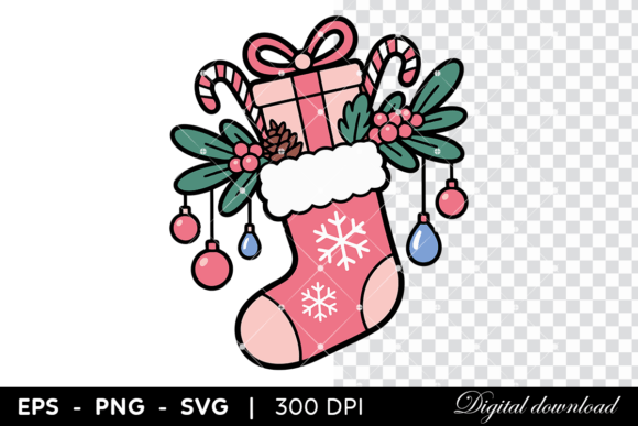 Pink Christmas Stocking with Candy Canes: A Festive Graphics Review