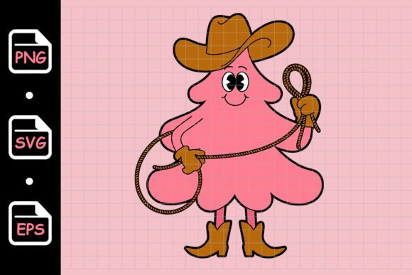 Pink Cowboy Christmas Tree Cartoon: A Versatile Graphics and Illustrations Asset