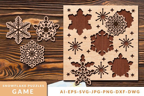 Winter Amp: Kids Snowflake Puzzles Laser Cut Svg