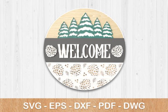 Winter Welcome Sign - Pine Trees: A Laser Cutting Winter Amp Asset